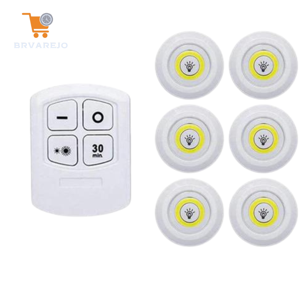 Kit Lâmpadas Luminária LED Sem Fio com Controle Remoto