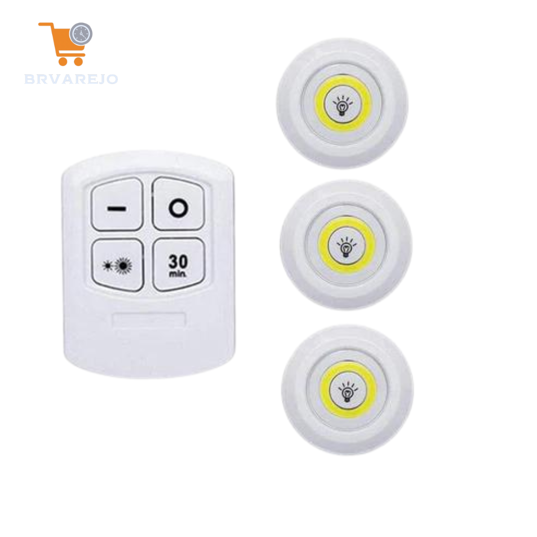 Kit Lâmpadas Luminária LED Sem Fio com Controle Remoto