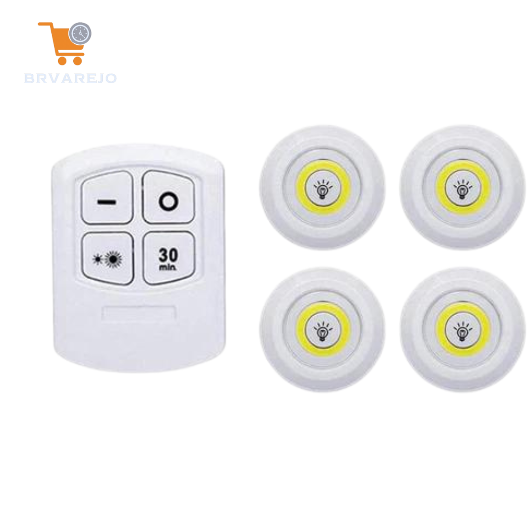 Kit Lâmpadas Luminária LED Sem Fio com Controle Remoto