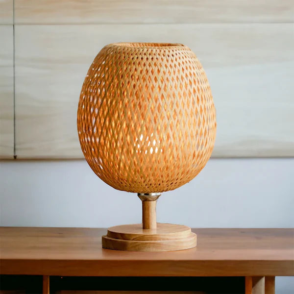 Abajur de Mesa Tecelagem De Bambu Rattan Led