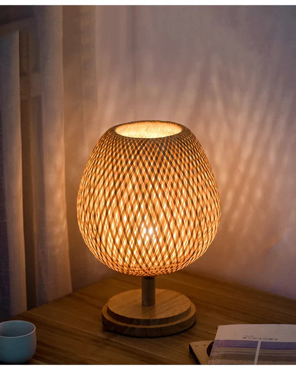 Abajur de Mesa Tecelagem De Bambu Rattan Led